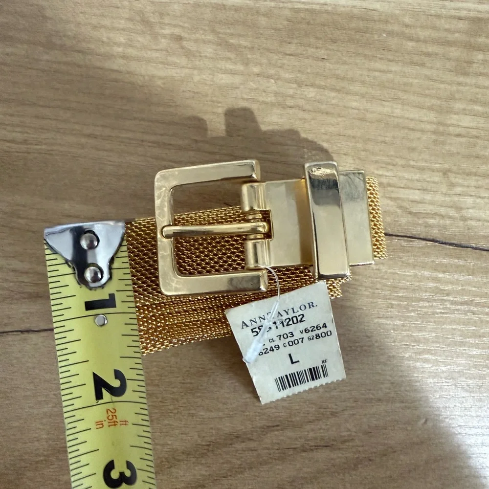90s Vintage Ann Taylor Gold Mesh Adjustable Belt‎ Size L Large 39” NWT